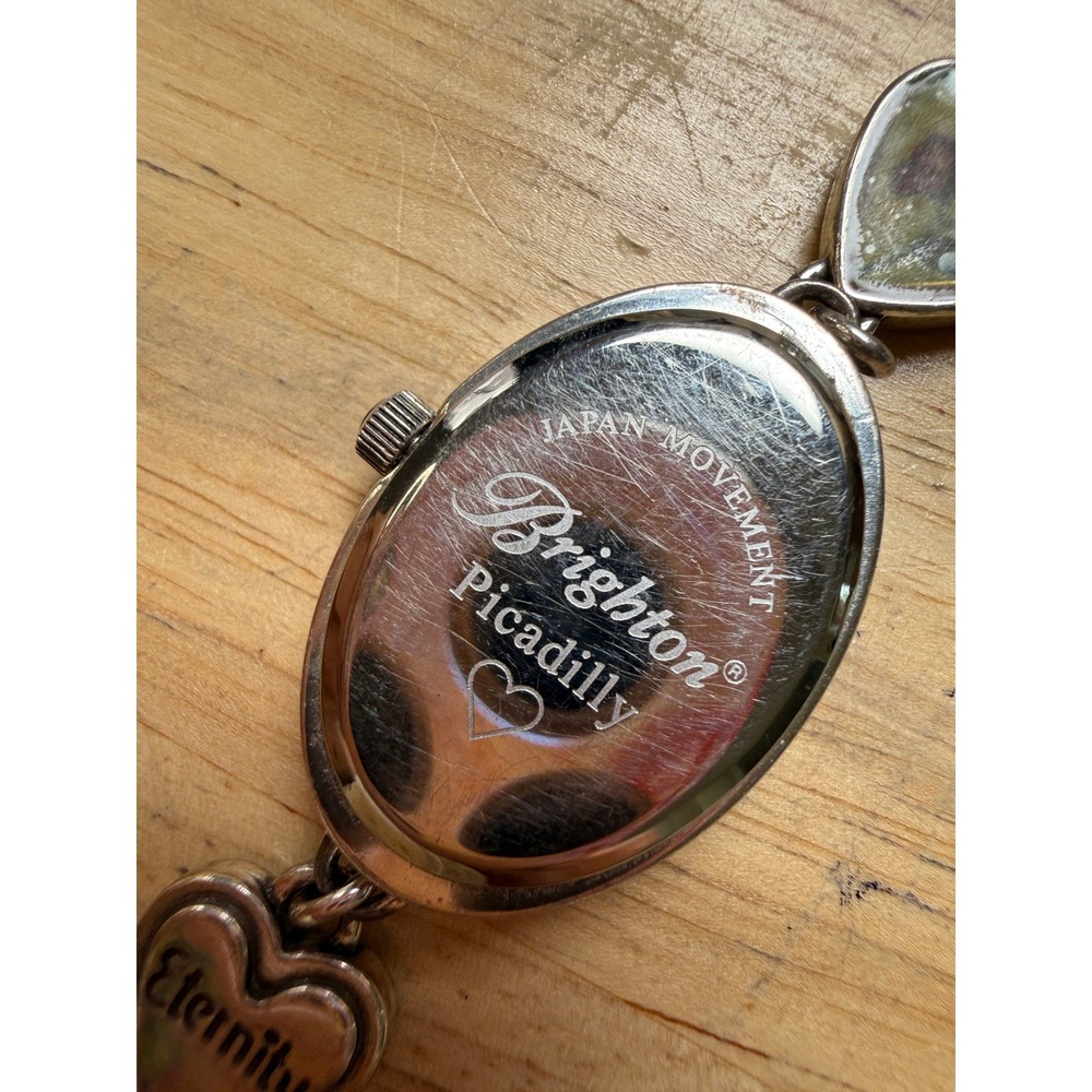 Brighton Silver Floral Heart Link Bracelet Watch Piccadilly Needs Batteries - Picture 8 of 15